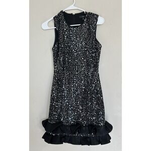 Maia Black Sequin Mini Dress Ruffle Party NYE Holiday 4 Black